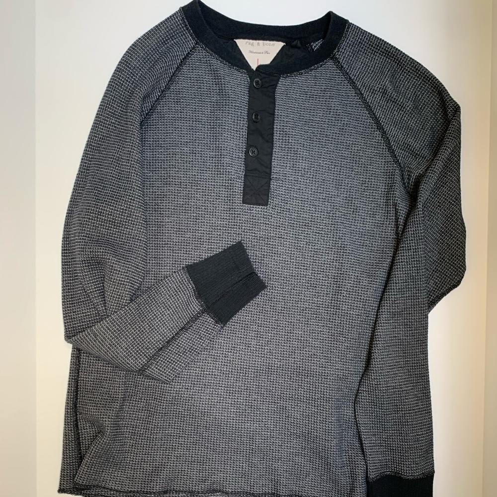 Rag & Bone Men’s Long Sleeve Two-Tone Henley Large